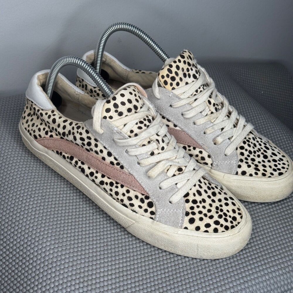 Madewell Sidewalk Calf Hair Sneakers‎ Womens US 9.5 Low Top Shoes Spotted White